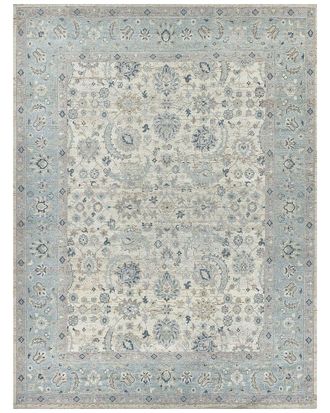 Exquisite Rugs Harper Hand-Knotted New Zealand Wool Ivory/Light Blue Area Rug