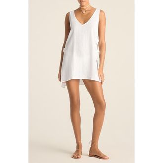 Vitamin A Riviera Sleeveless Linen Cover-Up Minidress in White at Nordstrom, Size X-Small