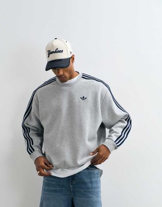 adidas Originals felpa grigia a tre strisce-Grigio