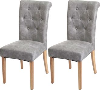 Hhg Hhg - Nunca Usado] Lote De 2 Sillas De Comedor Chesterfield Ii, Silla Silla De Cocina, Remaches, Tela/textil Gris Claro, Patas Claras
