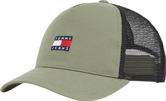Tommy Jeans Baseball Cap TOMMY JEANS TJM HERITAGE TRUCKER CAP, Herren, gr&uuml;n (aruba gr&uuml;n), Web, Baumwolle, unifarben, Caps Baseball Cap, Mit festem Schirm