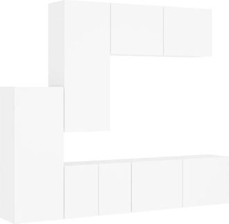 vidaXL 5 Piece TV Wall Units White Engineered Wood vidaXL
