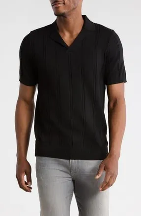 T.R. Premium Slim Fit Johnny Collar Polo Sweater in Black at Nordstrom Rack, Size Xxx-Large