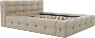 Pascal Morabito Cama capiton&eacute; 180 x 200 cm - Tela jaspeada - Beige - LERUCO de Pascal Morabito