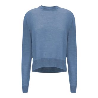 Jil Sander Truien & Vesten, Dames, Blauw, S, Wol, Trui met ronde hals