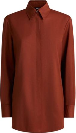Kiton Zuiver wollen overhemd voor elegante stijl - Dames - Overhemden - Bruin - L - Wol - Overhemden