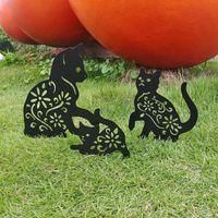 OEM Conjunto De 3 Adornos De Jard&iacute;n Con Forma De Gato, Estatuas Decorativas De Metal Para Patio, Jard&iacute;n, C&eacute;sped, Porche Y Terraza. (gato Negro) - Crezuo