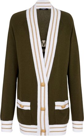Balmain button-front knitted cardigan - women - Wool/Cashmere/Viscose/- - 34 - Brown