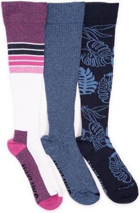 Muk Luks Cotton Rib Compression Knee-High Socks 3 Pair Pack in Indigo at Nordstrom