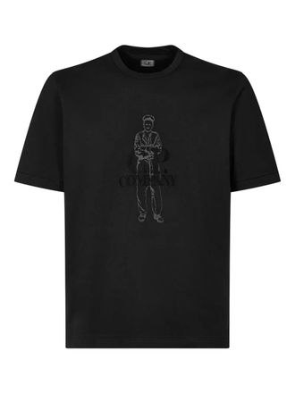 C.P. Company T-shirt met geborduurd logo - Zwart