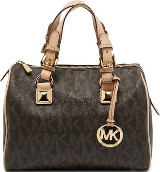 Michael Michael Kors Grayson gecoat canvas shopper met monogram - Bruin