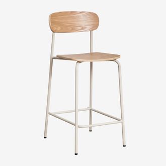 Sklum Pack De 2 Taburetes Altos Apilables 65cm En Hierro Y Madera Wilpier Sklum