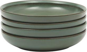 Gibson Home Beckett 4-Piece Stoneware Shallow Pasta Bowls Set, Microwave & Dishwasher Safe in Green at Nordstrom