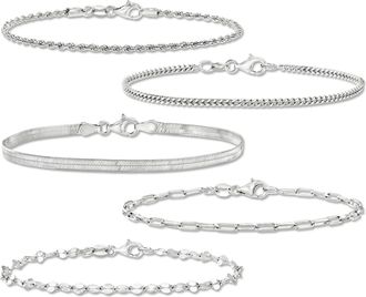 Ross-Simons Italian Sterling Silver Jewelry Set: 5 Chain Bracelets