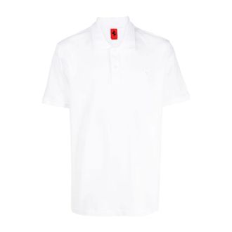 Ferrari Tops, Heren, Wit, L, Katoen, Polo Shirt met Geborduurd Logo