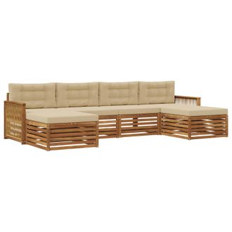 vidaXL Juegos De Sof&aacute;s Con Coj&iacute;n 6 Pcs Madera De Acacia S&oacute;lida Vidaxl