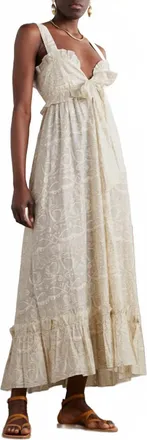 Thierry Colson Valentina Chanderi Maxi Dress In Cream