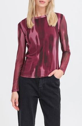 b.young Paloma Mesh Long Sleeve Top in Port Royale Blur at Nordstrom Rack, Size X-Small