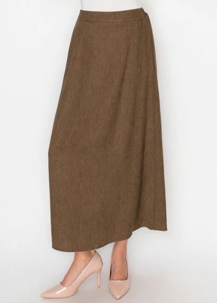 YAL New York Long Brown Skirt with Elastic Back Waist
