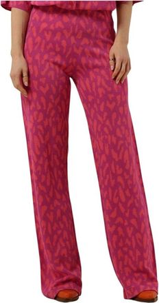 ALIX The Label Wijde Jacquard Gebreide Broek - Dames - Wijde Broeken - Roze - XS - Broeken