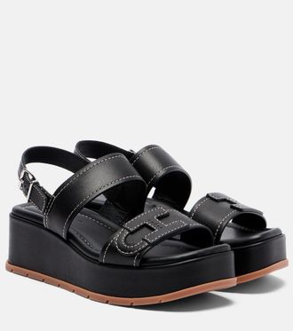 Hogan H703 leather platform sandals