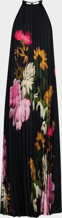 Kobi Halperin Leona Floral Satin Open-Back Maxi Dress