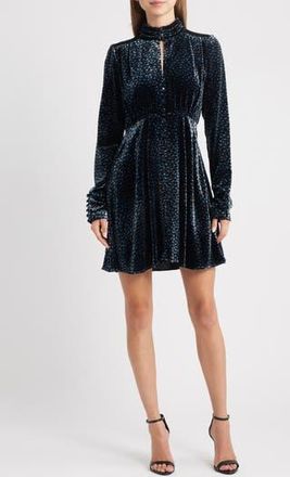 Lulus Lila Floral Long Sleeve Velvet Cocktail Dress in Black Floral at Nordstrom Rack, Size X-Small