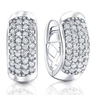 Pompeii3 1/4ct Diamond Pave Huggie Hoops Tiny Womens Earrings White Gold 1/3 Tall