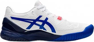 Asics Womens Gel Resolution 8 Shoe In White/lapis Lazuli Blue