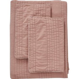 Melange Home Stone Washed Cotton Quilt & Sham Set in Dusty Pink at Nordstrom Rack, Size Queen