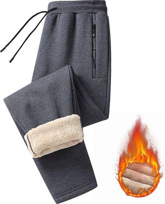 Generic Womens Fleece Lined Joggers Pant Winter Wide Leg Trousers Straight Leg Joggers Fleece Lined Women with Pockets Warm Tracksuit Bottoms Jogging Drawstri