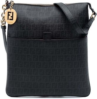 Fendi Pre-owned Fendi Zucchino Coated Canvas Charm Zip Crossbody Ladies 2415 8BT151 YC1 099