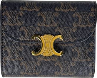 Celine Black Brown Coated Canvas Leather Wallet (Tri-Fold) (Pre-Owned)