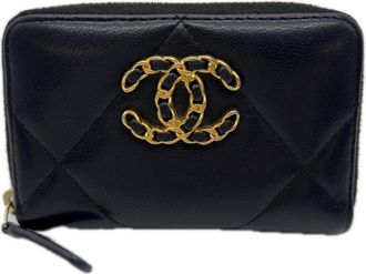 Chanel Black Leather Coin Purse/Coin Case (Pre-Owned)