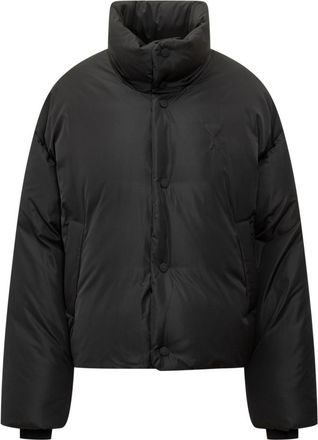 Ami Black Solid Mock Collar Jacket