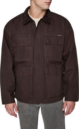 Karl Lagerfeld Waxed Cotton Jacket with Corduroy Collar in Brown at Nordstrom, Size Xx-Large