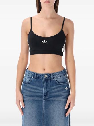 adidas stripes bralette top - women - Cotton/Elastane - S - Black