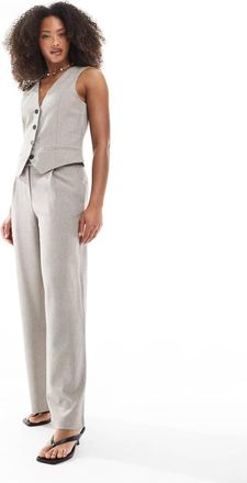 Only wide leg tailored pants in beige - part of a set-Neutral