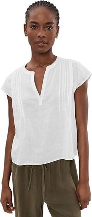 Splendid Stella Linen Pintuck Short Sleeve Womens Clothing White : XL (Womens 14-16)