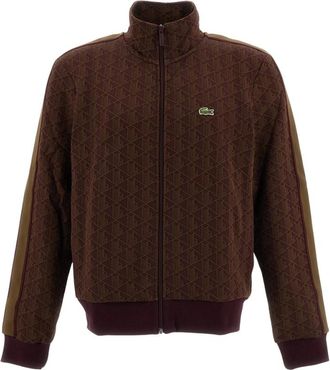 Lacoste Paris Zip-Up Jacquard Track Jacket - Heren - Truien - Rood - Maat: L Katoen