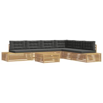 vidaXL 8 Pz Set Di Divani Da Esterno Poliestere Bianco Vidaxl