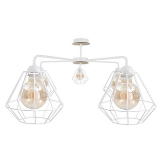 Netlighting Foskal Semi Flush Light White Wood 70cm 5x E27