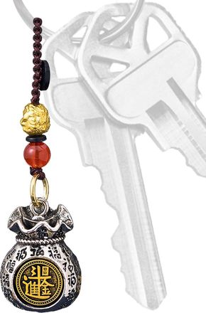 Generic Chinese Lucky Charm Money Bag Pendant Rotating Feng Shui Keychain Chinese Character Car Pendant Daily Prosperity Bag Pendant for Men Women, Rabbit, Se