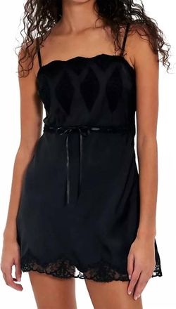 LoveShackFancy Sanna Lace Detailed Mini Slip Dress In Black