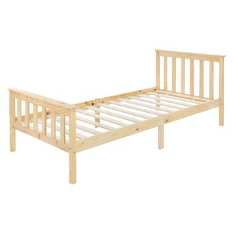 ML Design Ml-design - Cama Infantil 90x200 Cm Con Somier Estructura Con Listones Y Cabecero Pies Robustos De Madera De Pino Macizo Color Natural Nido Individual