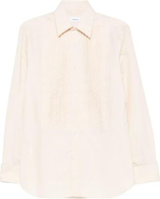 Lardini Paethos Shirt met Textuur - Heren - Zakelijke Overhemden - Beige - XL - Katoen - Overhemden