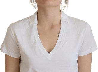 Dolce & Gabbana Womens White Short Sleeve V-Neck Cotton Top Blouse T-Shirt