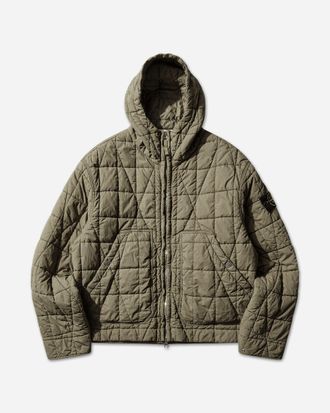 Stone Island Men s Cotton Nylon Tela Quilted-TC Jacket Military Green