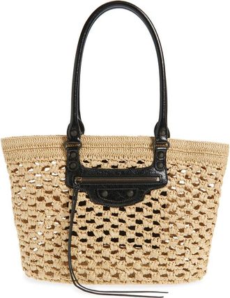 Balenciaga Medium Le City Basket Shoulder Bag in Natural/Black at Nordstrom
