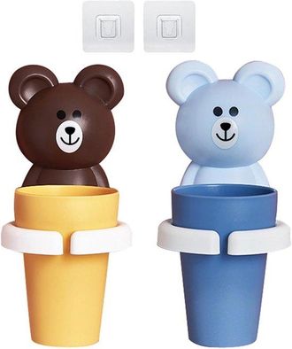 OEM Set Di 2 Porta Spazzolini In Plastica, Porta Spazzolini/porta Bicchieri Senza Trapano Per Bambini Dai 2 Anni In Su, Contenitore Igienico Per